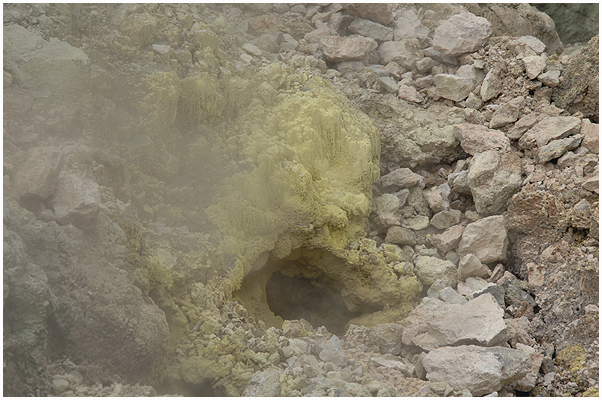 Sulfur deposits form at every fumerolle.