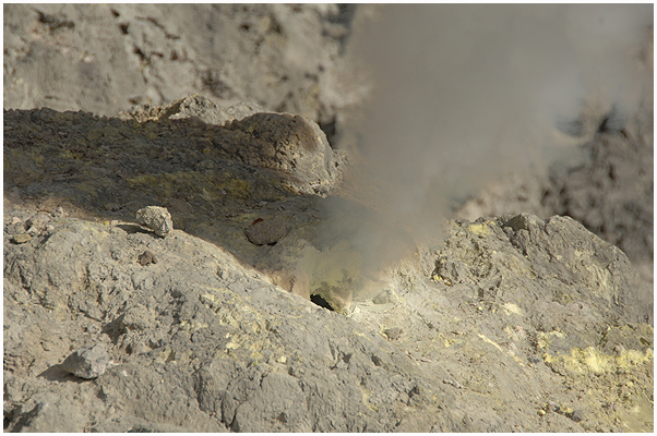 The noise from this fumerolle is immense - and the steam can blow stones several meters high!