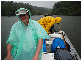Whether was fine all week - but on the last day, raincoats were nescessary after fishing all morning.